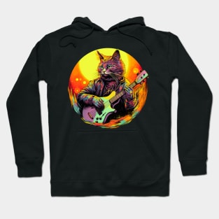 Cat Playing Guitar Funny Cat With Guitar Cute Cat Guitar Hoodie